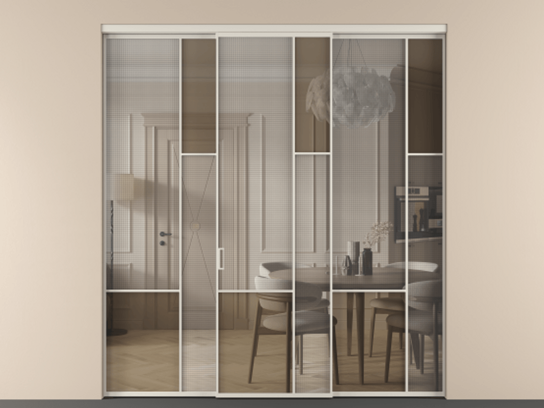 Перегородка Mosaic внутри проема трёхстворчатая #VENDORCODE# #FURNISH# #GLASS# Цена #PRICE# #CURRENCY# | Volhovec